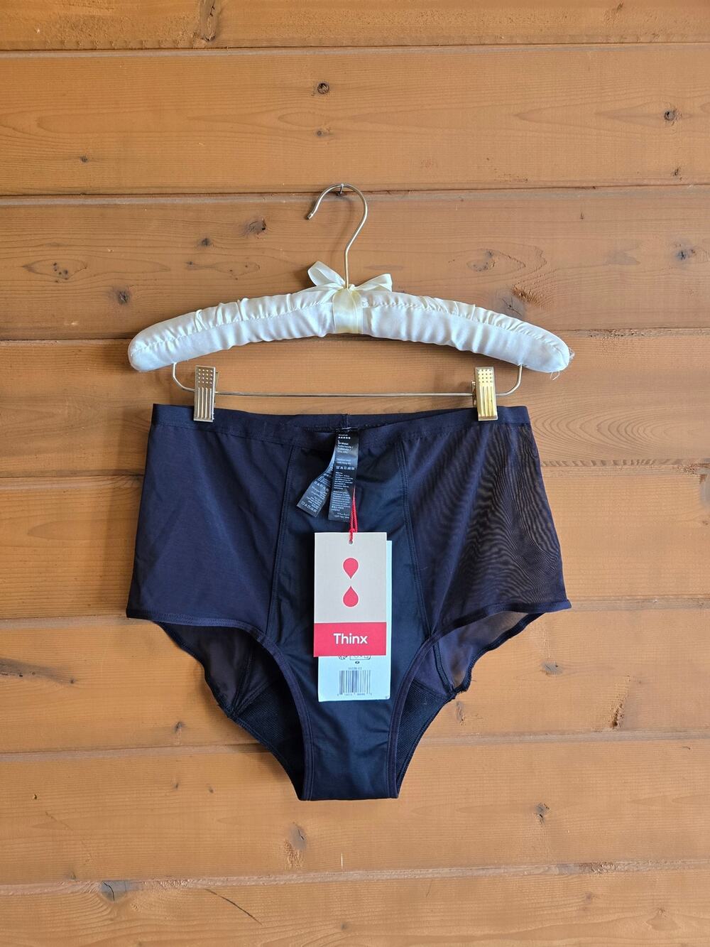 Thinx Panty Period Comfort Stretch High Waist NWT L Black Leakproof Mesh Panel